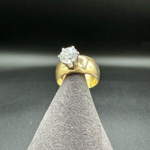 Vintage Princess Ring with Classic Prong Set CZ Marked 14Kt G.E ESPO
